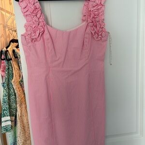 Lilly Pulitzer Pink Striped Ruffle Strap Sundress